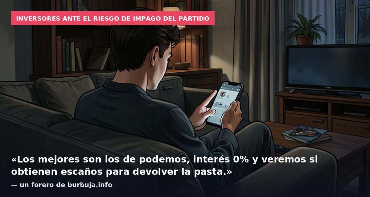 Inversores ante el riesgo de impago del partido: «Los mejores son los de podemos, interés 0% y veremos si obtienen escaños para devolver la pasta.» — un forero de burbuja.info