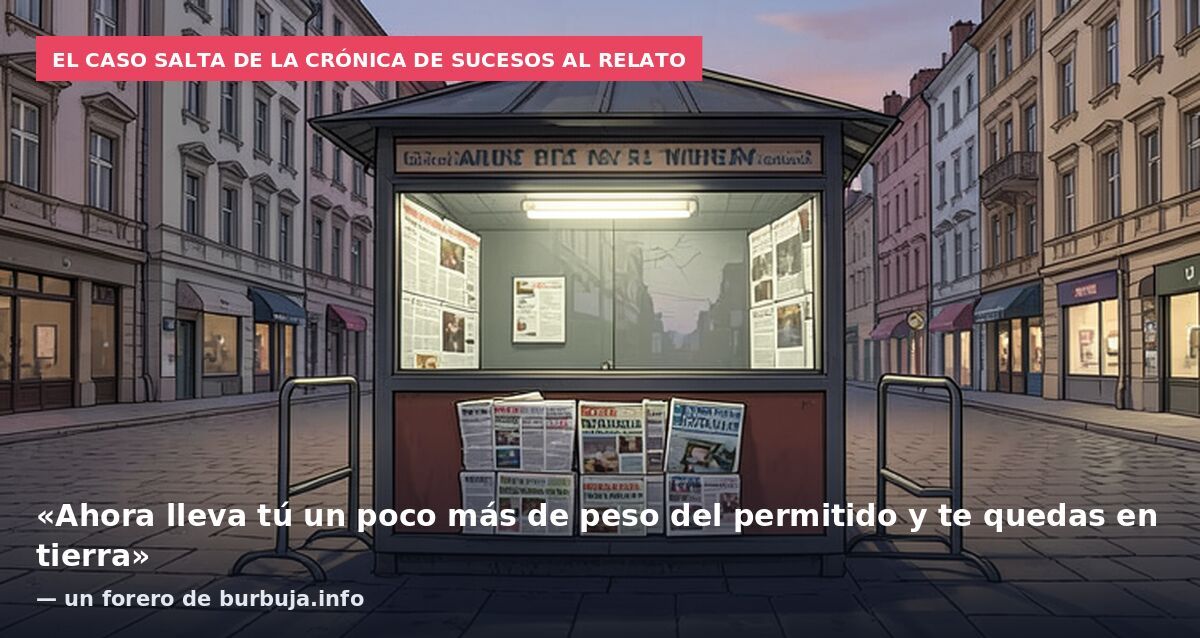 El caso salta de la crónica de sucesos al relato: «Ahora lleva tú un poco más de peso del permitido y te quedas en tierra» — un forero de burbuja.info