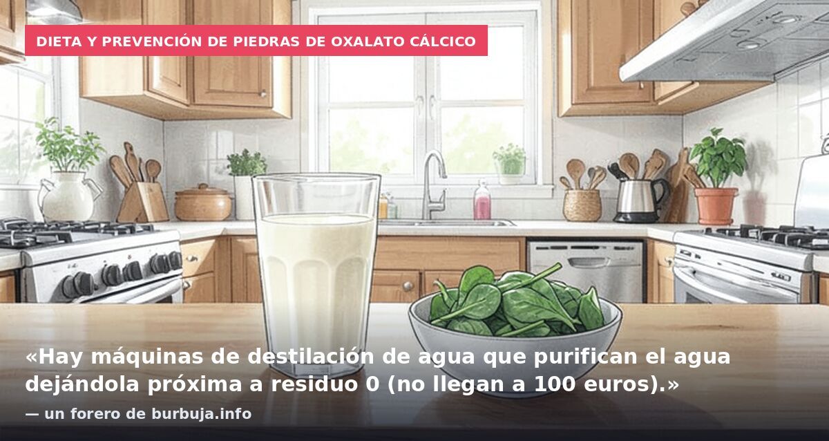 Dieta y prevención de piedras de oxalato cálcico: «Hay máquinas de destilación de agua que purifican el agua dejándola próxima a residuo 0 (no llegan a 100 euros).» — un forero de burbuja.info