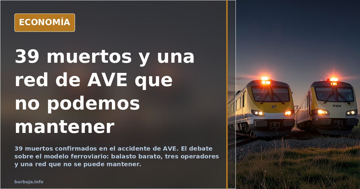 Tren de alta velocidad detenido en una vía de balasto bajo un cielo nocturno, con la vía perdiéndose en el horizonte