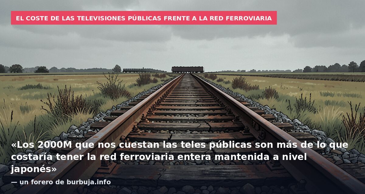 El coste de las televisiones públicas frente a la red ferroviaria: «Los 2000M que nos cuestan las teles públicas son más de lo que costaría tener la red ferroviaria entera mantenida a nivel japonés» — un forero de burbuja.info