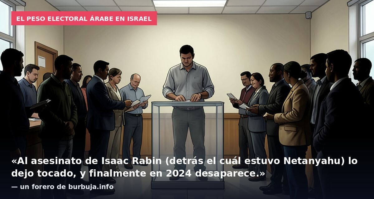 El peso electoral árabe en Israel: «Al asesinato de Isaac Rabin (detrás el cuál estuvo Netanyahu) lo dejo tocado, y finalmente en 2024 desaparece.» — un forero de burbuja.info