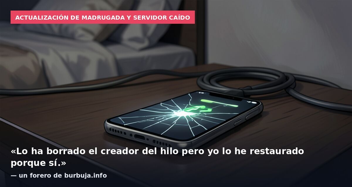 Actualización de madrugada y servidor caído: «Lo ha borrado el creador del hilo pero yo lo he restaurado porque sí.» — un forero de burbuja.info