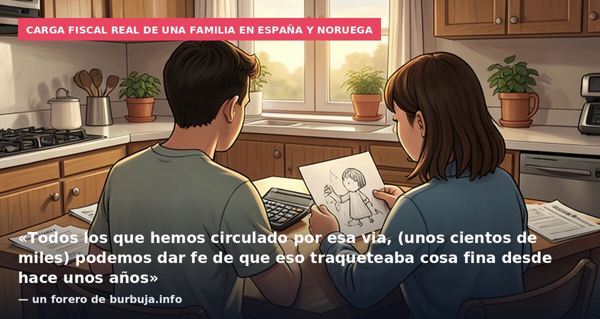 Carga fiscal real de una familia en España y Noruega: «Todos los que hemos circulado por esa via, (unos cientos de miles) podemos dar fe de que eso traqueteaba cosa fina desde hace unos años» — un forero de burbuja.info