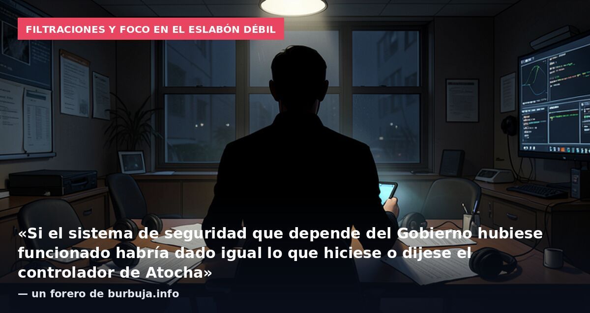 Filtraciones y foco en el eslabón débil: «Si el sistema de seguridad que depende del Gobierno hubiese funcionado habría dado igual lo que hiciese o dijese el controlador de Atocha» — un forero de burbuja.info