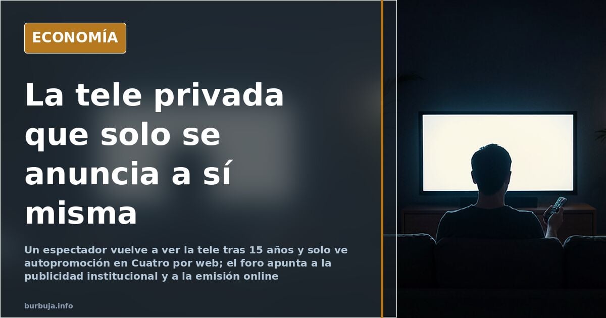 Ilustración editorial de un televisor antiguo con la pantalla llena de anuncios de programas y un cartel de publicidad instit