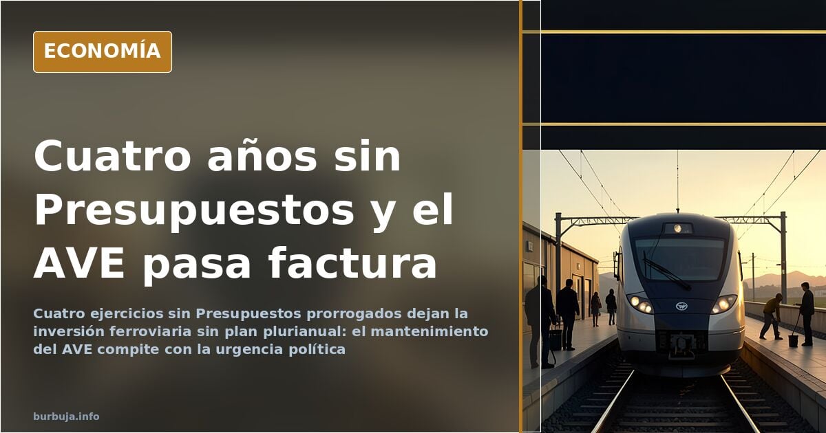 Vías de tren de alta velocidad en una llanura al atardecer, con la catenaria y los raíles en primer plano