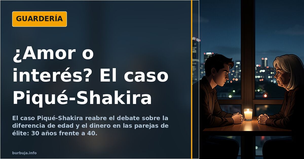 Ilustración de una pareja millonaria con diferencia de edad y símbolos de dinero y fama de fondo