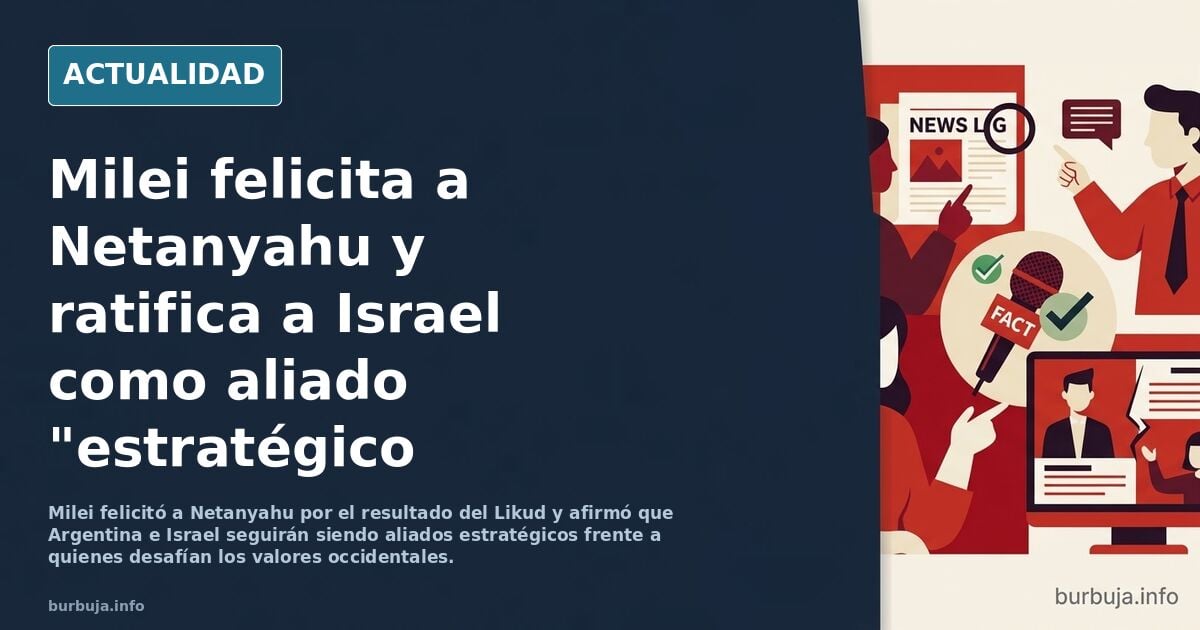 Milei:"La Argentina e Israel continuarán siendo aliados estratégicos en contra de aquellos que desafían nuestros valores occidentales"