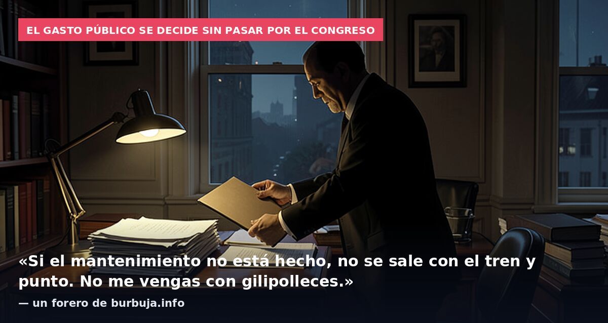 El gasto público se decide sin pasar por el Congreso: «Si el mantenimiento no está hecho, no se sale con el tren y punto. No me vengas con gilipolleces.» — un forero de burbuja.info