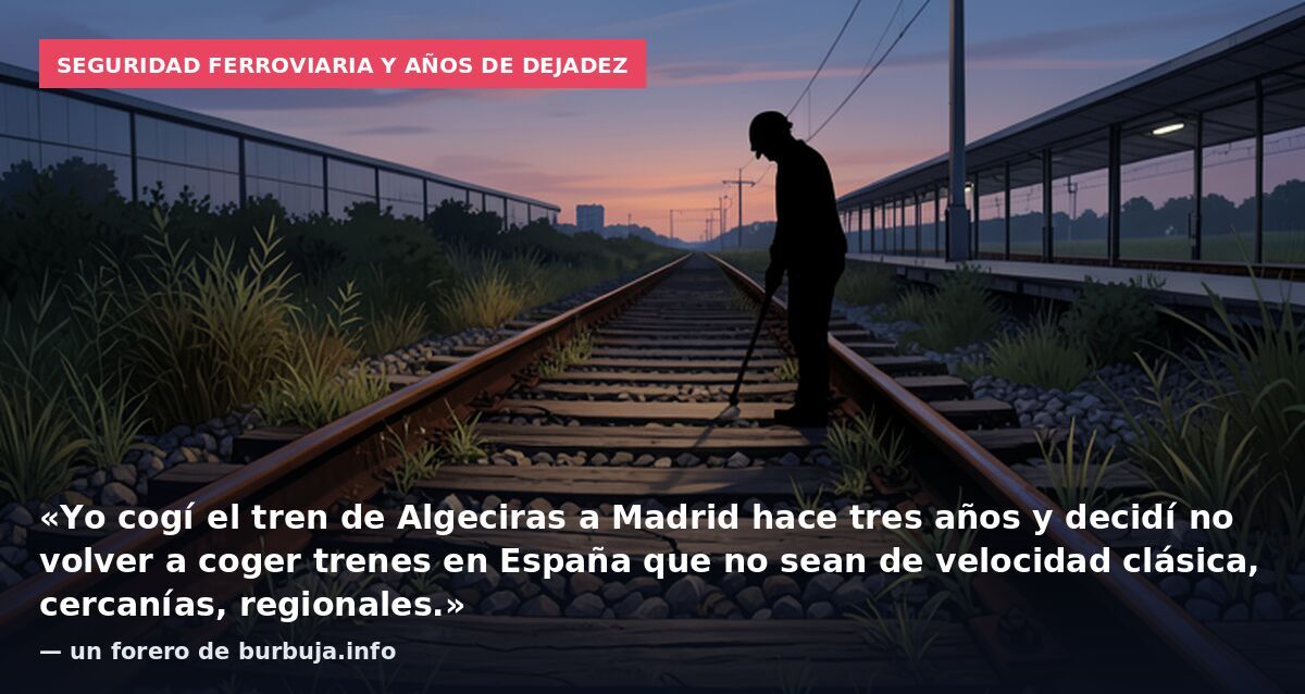 Seguridad ferroviaria y años de dejadez: «Yo cogí el tren de Algeciras a Madrid hace tres años y decidí no volver a coger trenes en España que no sean de velocidad clásica, cercanías, regionales.» — un forero de burbuja.info