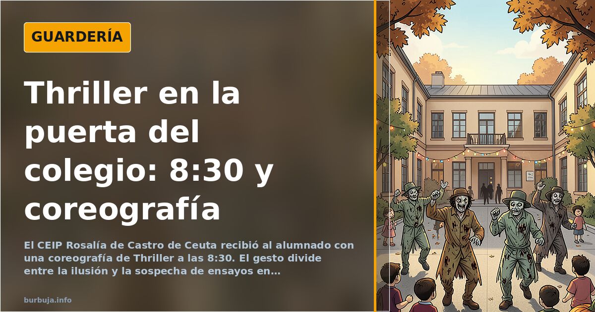 Profesoras de un colegio de Ceuta bailando una coreografía inspirada en Thriller en la puerta del centro a primera hora