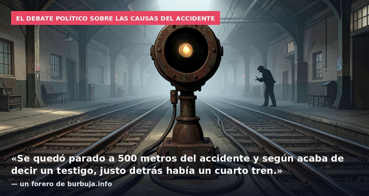 El debate político sobre las causas del accidente: «Se quedó parado a 500 metros del accidente y según acaba de decir un testigo, justo detrás había un cuarto tren.» — un forero de burbuja.info