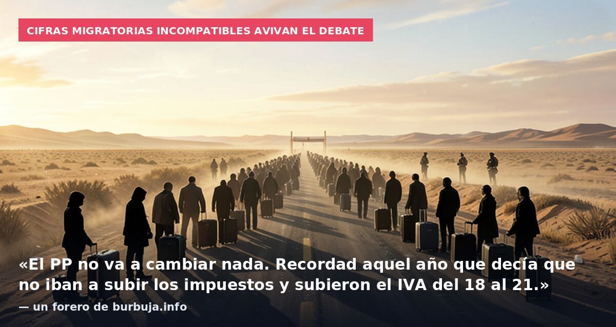 Cifras migratorias incompatibles avivan el debate: «El PP no va a cambiar nada. Recordad aquel año que decía que no iban a subir los impuestos y subieron el IVA del 18 al 21.» — un forero de burbuja.info