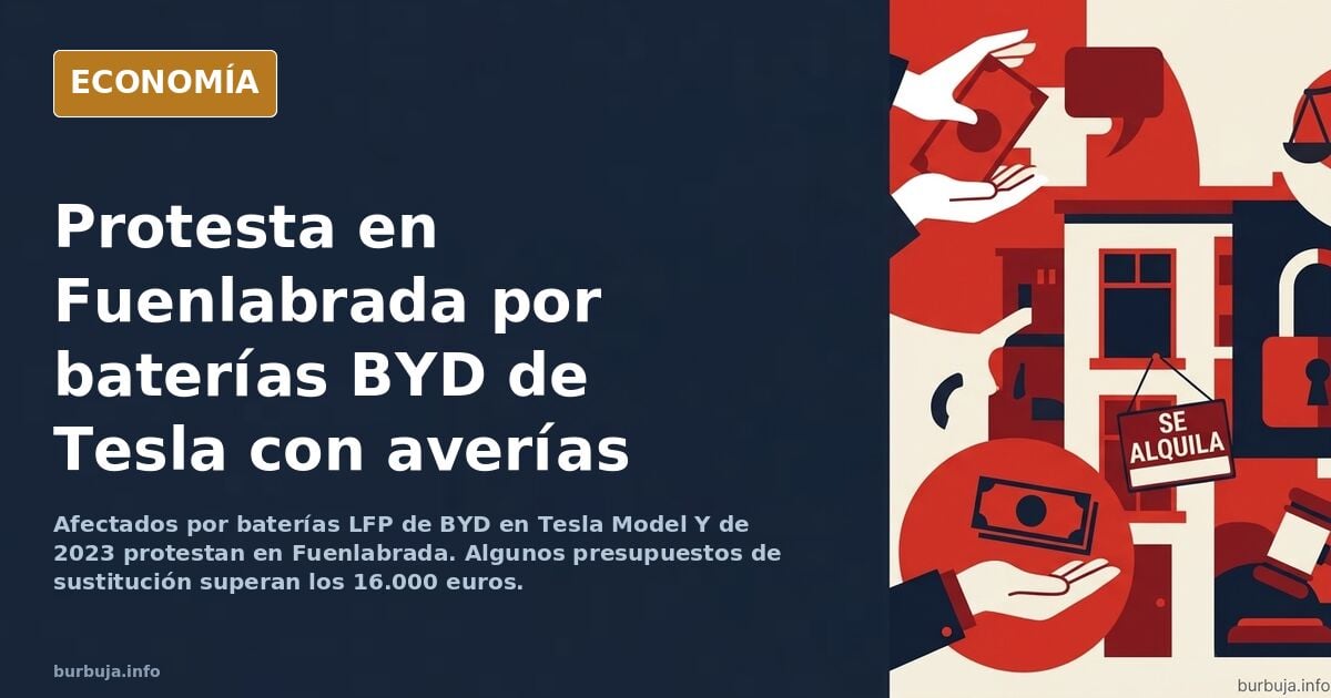 Manifestación contra Tesla en Fuenlabrada por baterías defectuosas