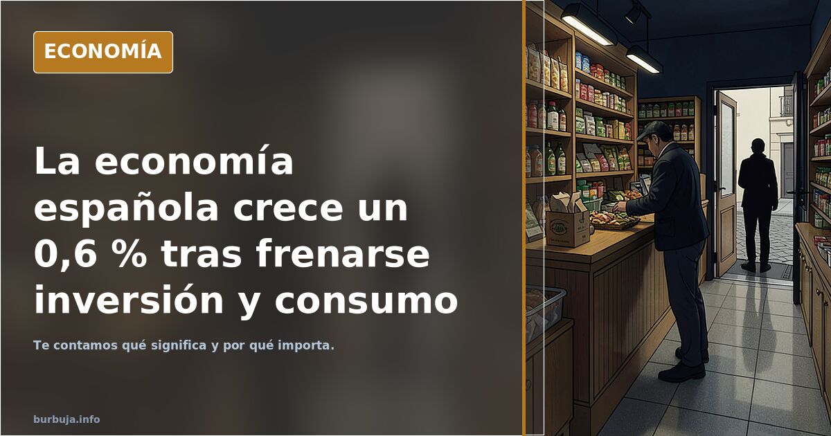 La economía española crece una décima menos, hasta 0,6 %, tras frenarse la inversión y el consumo.