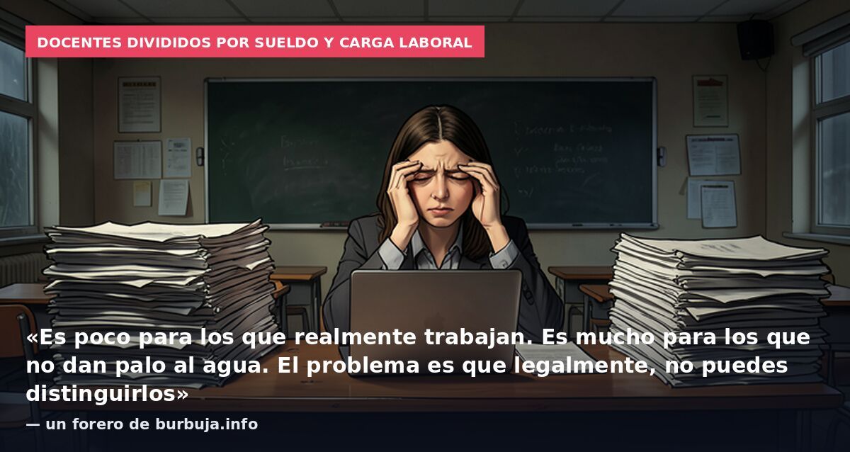 Docentes divididos por sueldo y carga laboral: «Es poco para los que realmente trabajan. Es mucho para los que no dan palo al agua. El problema es que legalmente, no puedes distinguirlos» — un forero de burbuja.info