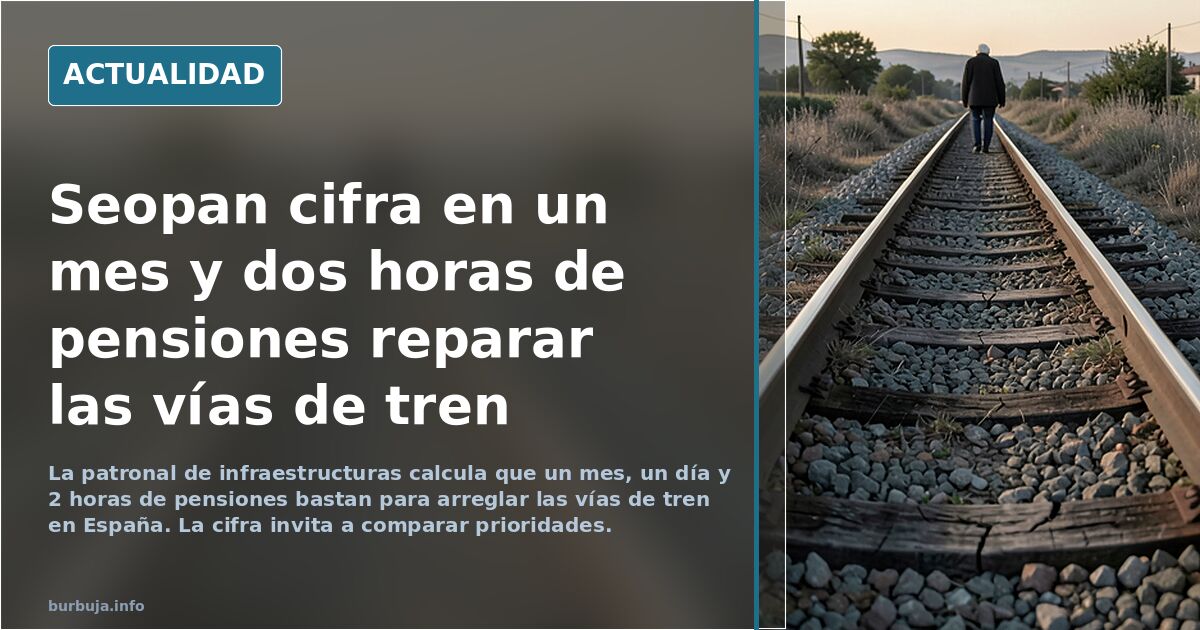 Seopan calcula Un mes, un día y 2 horas de pensiones para arreglar las vías de tren