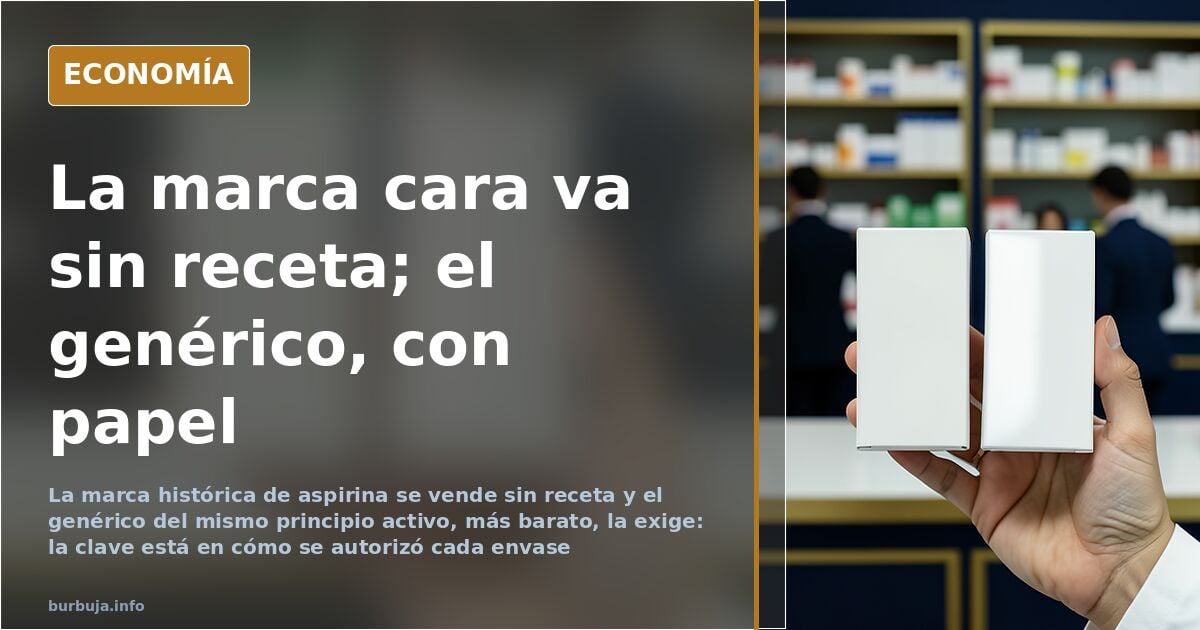 La aspirina de marca se vende sin receta y el genérico barato la exige
