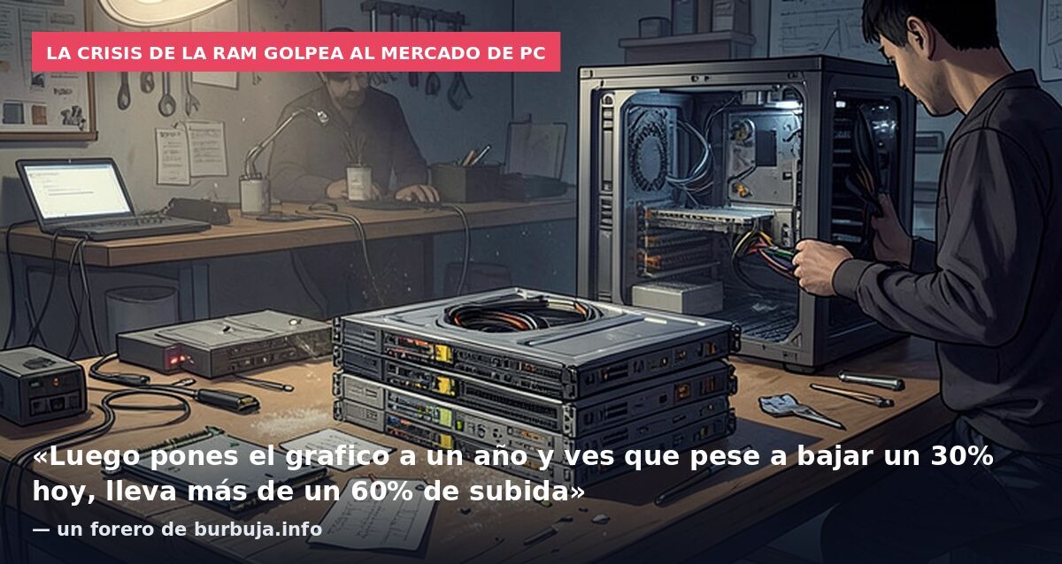 La crisis de la RAM golpea al mercado de PC: «Luego pones el grafico a un año y ves que pese a bajar un 30% hoy, lleva más de un 60% de subida» — un forero de burbuja.info