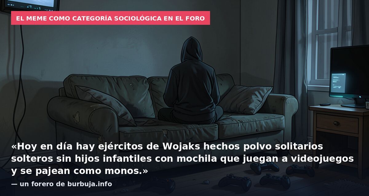 El meme como categoría sociológica en el foro: «Hoy en día hay ejércitos de Wojaks hechos polvo solitarios solteros sin hijos infantiles con mochila que juegan a videojuegos y se pajean como monos.» — un forero de burbuja.info