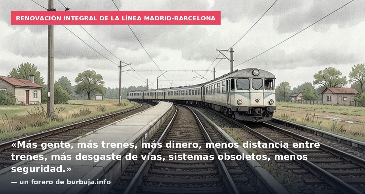 Renovación integral de la línea Madrid-Barcelona: «Más gente, más trenes, más dinero, menos distancia entre trenes, más desgaste de vías, sistemas obsoletos, menos seguridad.» — un forero de burbuja.info