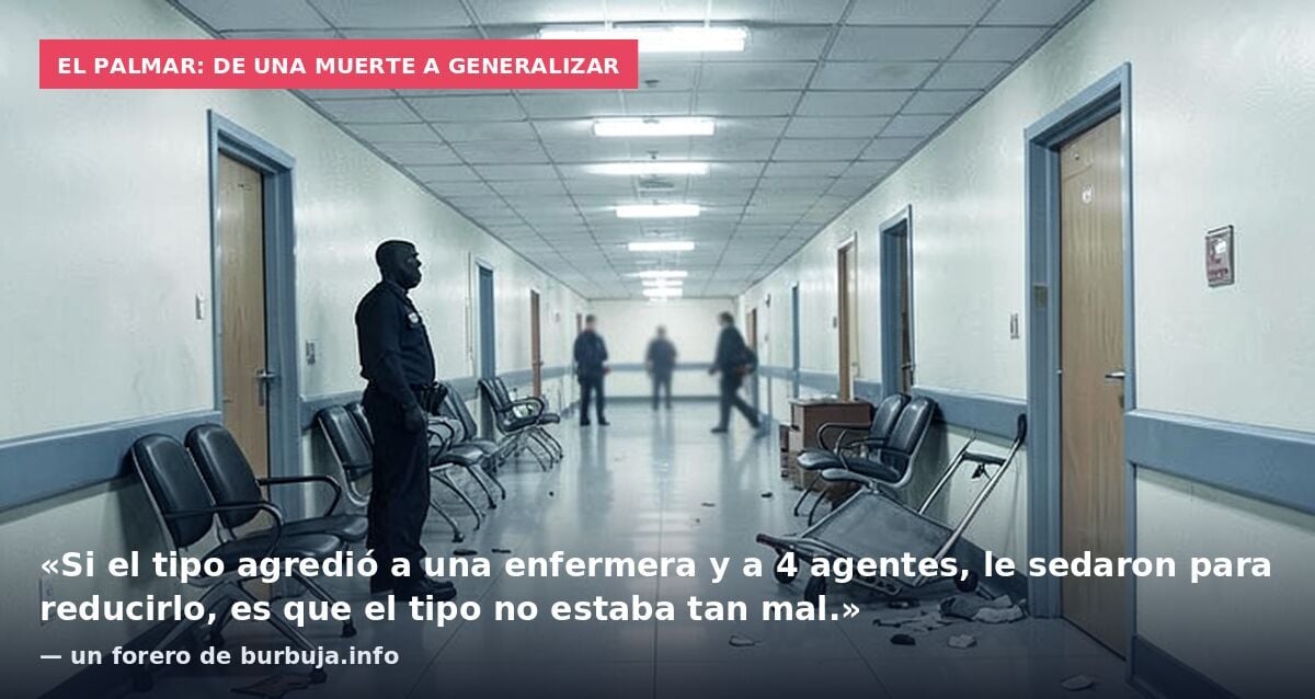 El Palmar: de una muerte a generalizar: «Si el tipo agredió a una enfermera y a 4 agentes, le sedaron para reducirlo, es que el tipo no estaba tan mal.» — un forero de burbuja.info