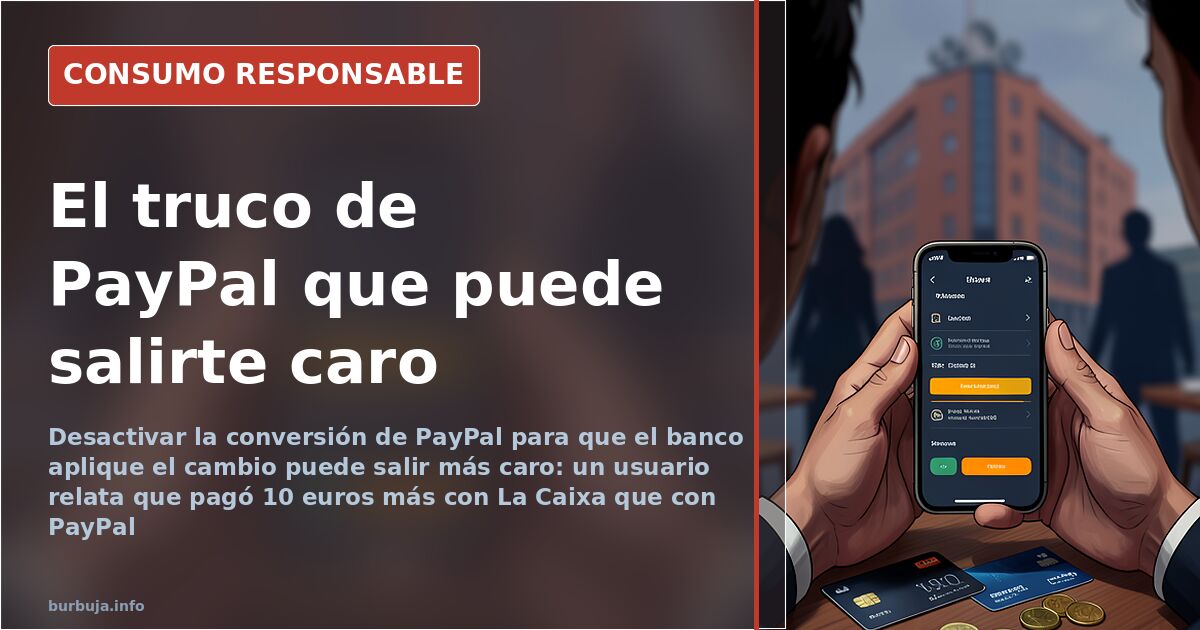 Pantalla de pago de PayPal mostrando opciones de conversión de moneda al pagar en divisa extranjera