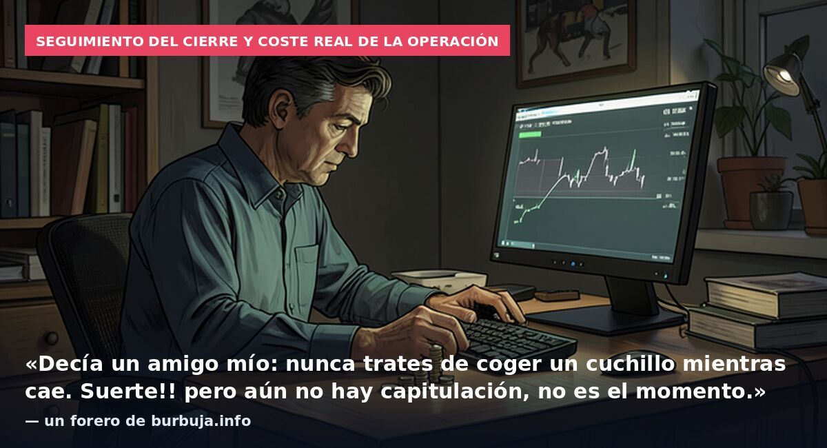 Seguimiento del cierre y coste real de la operación: «Decía un amigo mío: nunca trates de coger un cuchillo mientras cae. Suerte!! pero aún no hay capitulación, no es el momento.» — un forero de burbuja.info