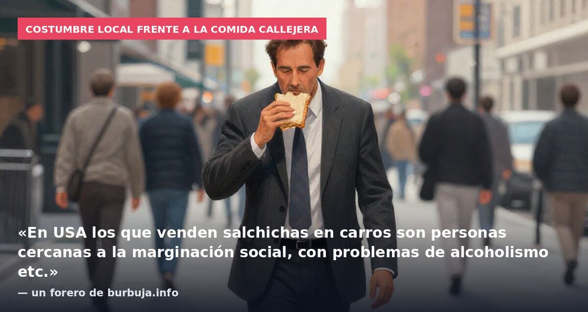 Costumbre local frente a la comida callejera: «En USA los que venden salchichas en carros son personas cercanas a la marginación social, con problemas de alcoholismo etc.» — un forero de burbuja.info