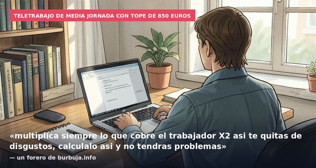 Teletrabajo de media jornada con tope de 850 euros: «multiplica siempre lo que cobre el trabajador X2 asi te quitas de disgustos, calculalo asi y no tendras problemas» — un forero de burbuja.info