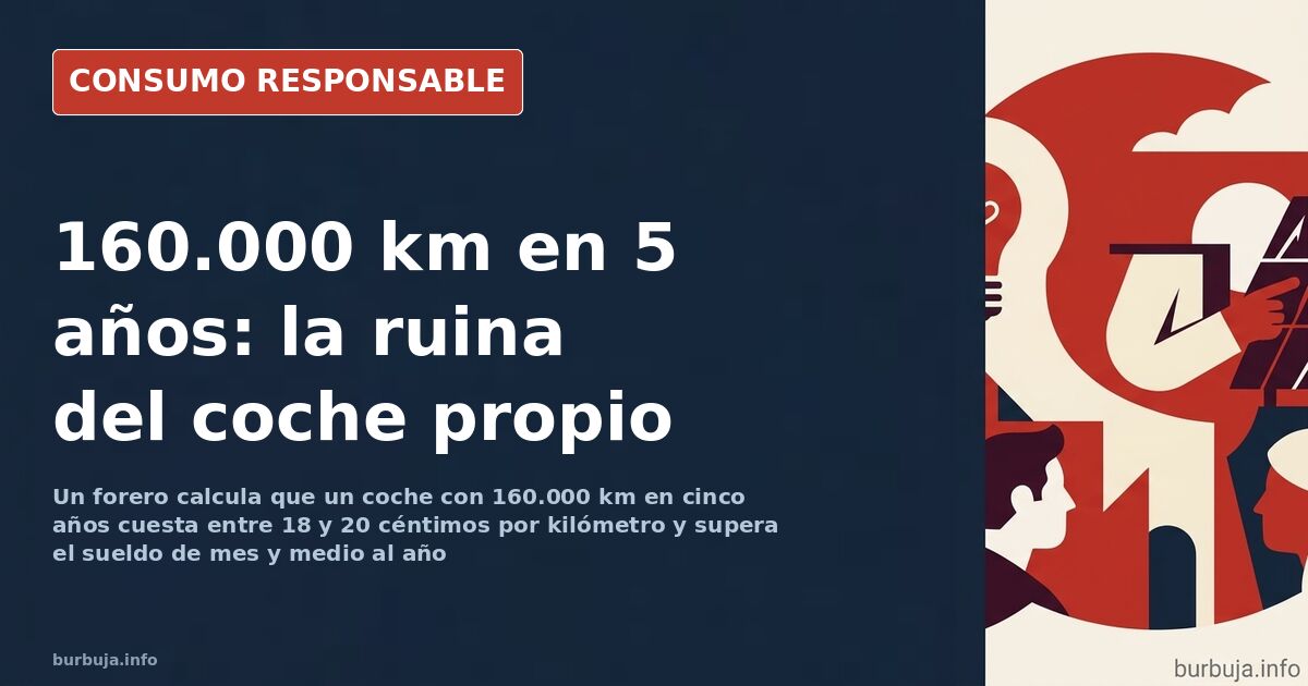 Coche aparcado en una calle con el cuentakilómetros marcando 160.000 kilómetros y una hoja de gastos sobre el salpicadero