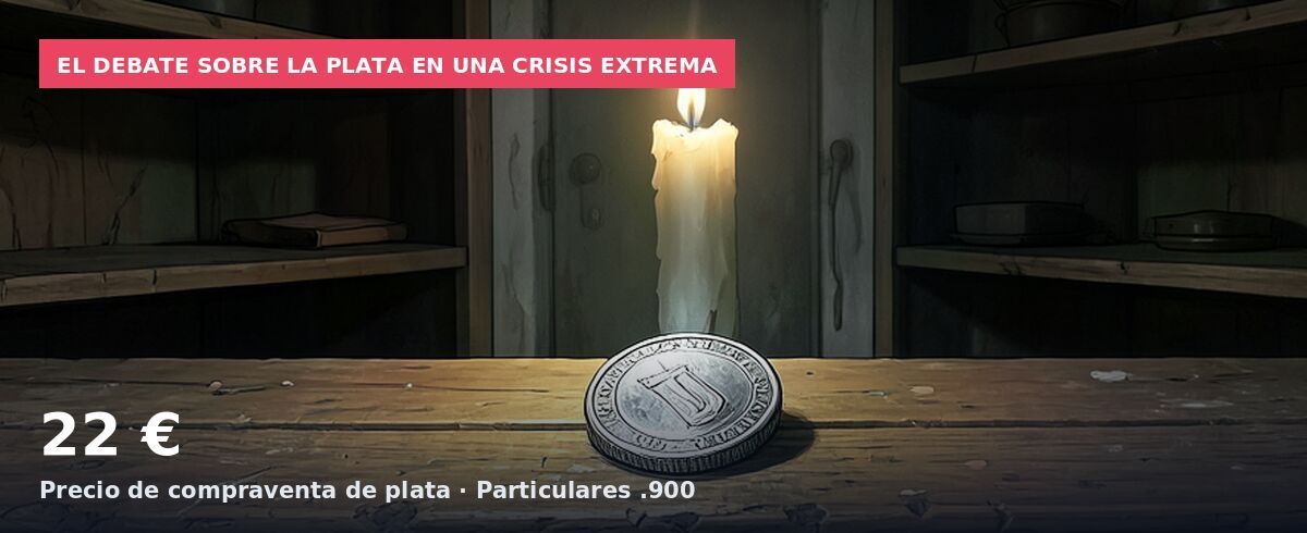 El debate sobre la plata en una crisis extrema: 22 € Precio de compraventa de plata · Particulares .900