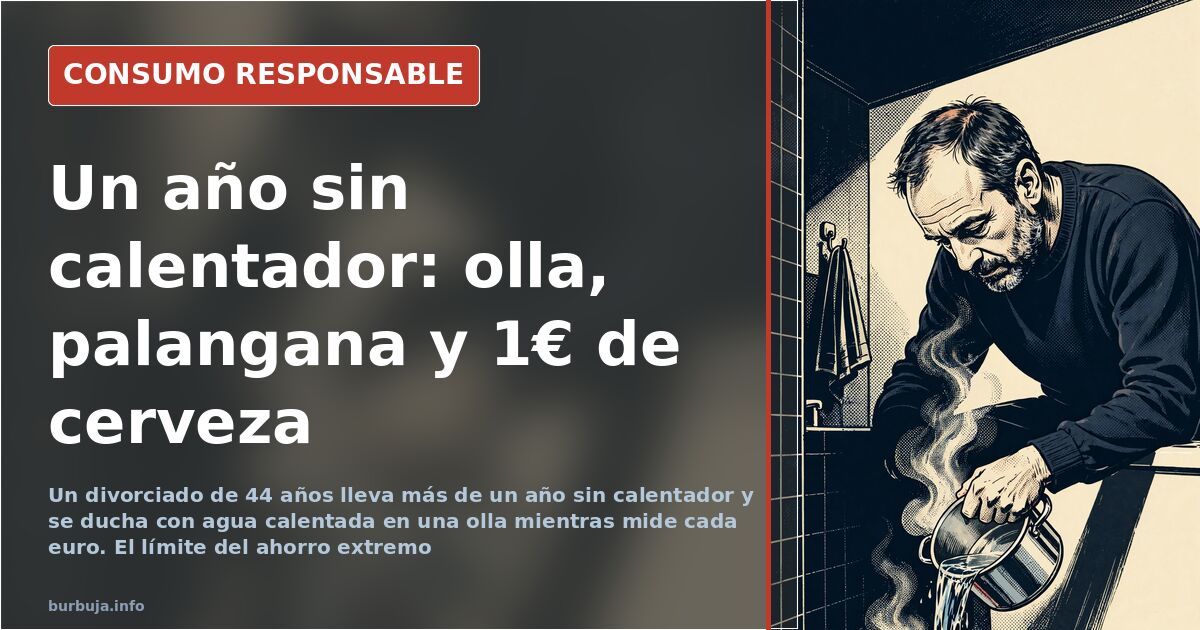 Cocina de un piso con una olla de agua caliente al fuego, escena del relato sobre lonchafinismo extremo y ahorro doméstico