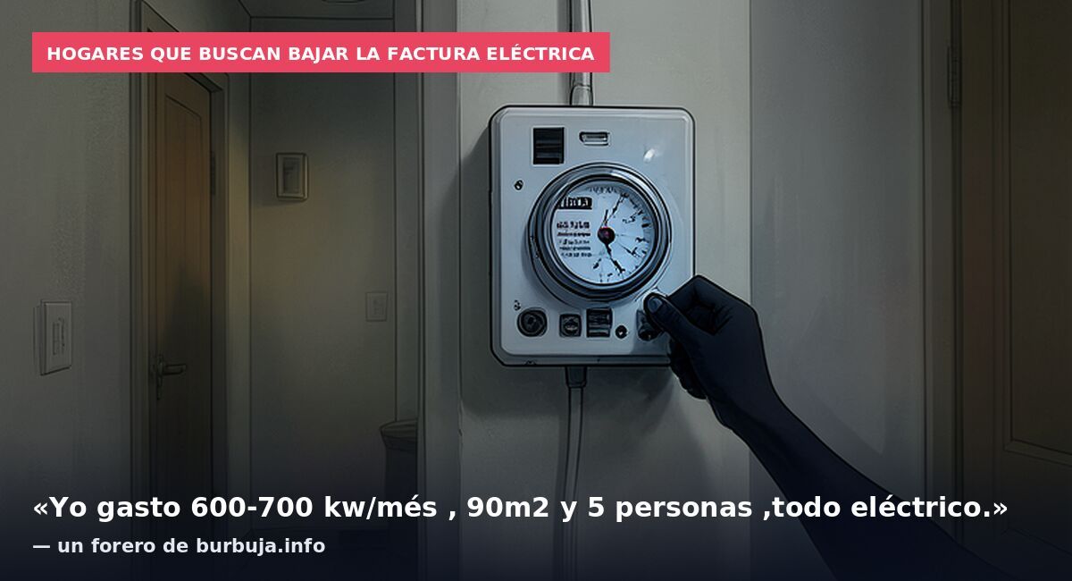 Hogares que buscan bajar la factura eléctrica: «Yo gasto 600-700 kw/més , 90m2 y 5 personas ,todo eléctrico.» — un forero de burbuja.info
