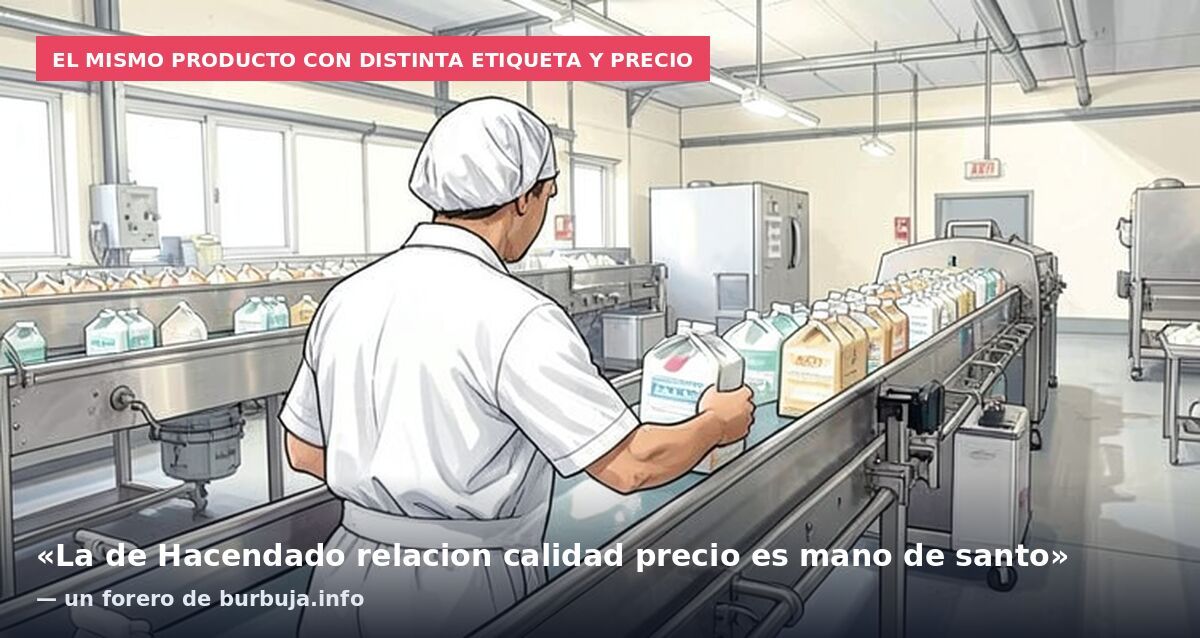 El mismo producto con distinta etiqueta y precio: «La de Hacendado relacion calidad precio es mano de santo» — un forero de burbuja.info