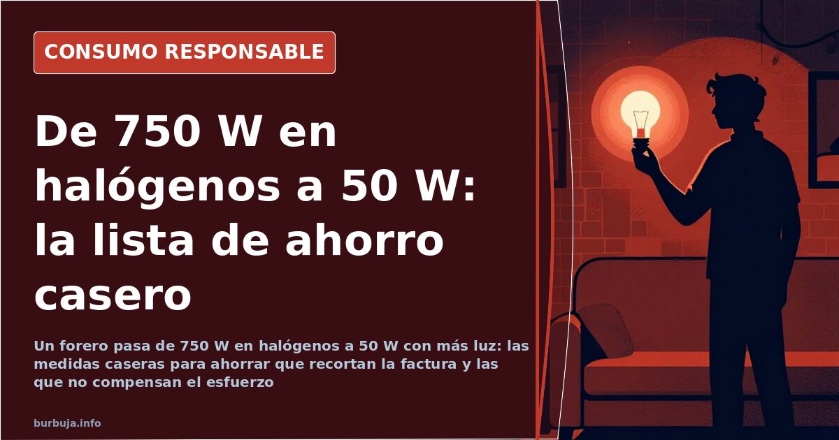 Bombillas LED y halógenas junto a la lista de medidas caseras para ahorrar en la factura de la luz del hogar