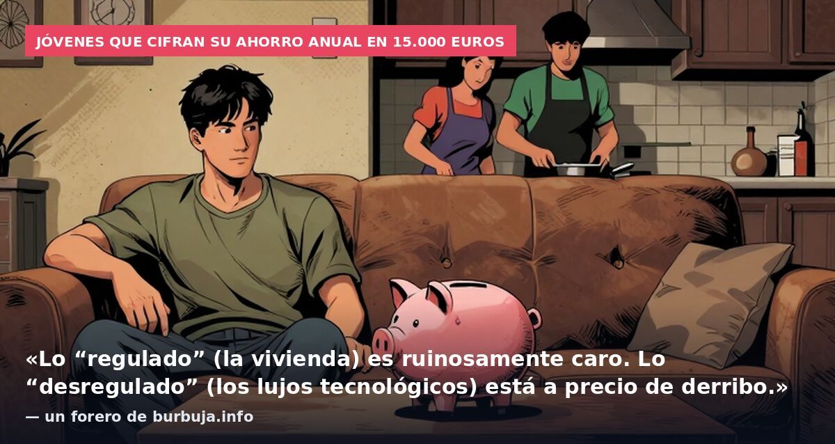 Jóvenes que cifran su ahorro anual en 15.000 euros: «Lo “regulado” (la vivienda) es ruinosamente caro. Lo “desregulado” (los lujos tecnológicos) está a precio de derribo.» — un forero de burbuja.info