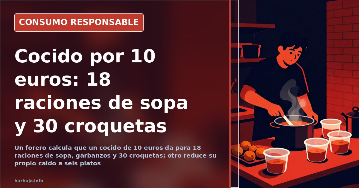 Olla de cocido con garbanzos y verduras junto a tarros de cristal y masa de croquetas en una cocina doméstica de aprovechamie