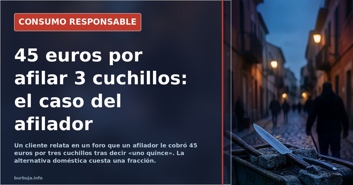 Knife sharpener charges €45 for three knives in Spain