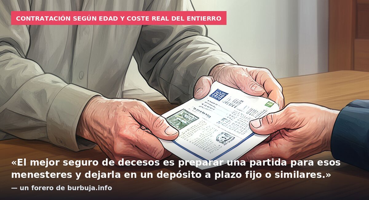 Contratación según edad y coste real del entierro: «El mejor seguro de decesos es preparar una partida para esos menesteres y dejarla en un depósito a plazo fijo o similares.» — un forero de burbuja.info