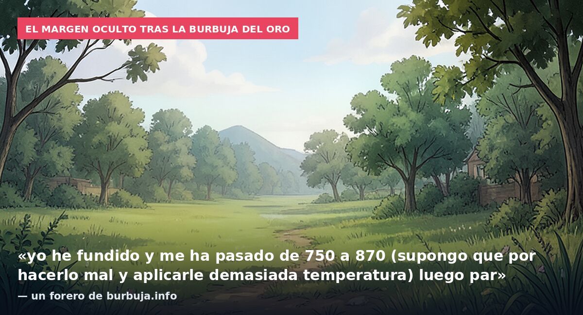 El margen oculto tras la burbuja del oro: «yo he fundido y me ha pasado de 750 a 870 (supongo que por hacerlo mal y aplicarle demasiada temperatura) luego par» — un forero de burbuja.info