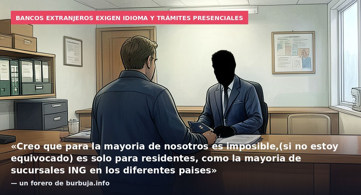 Bancos extranjeros exigen idioma y trámites presenciales: «Creo que para la mayoria de nosotros es imposible,(si no estoy equivocado) es solo para residentes, como la mayoria de sucursales ING en los diferentes paises» — un forero de burbuja.info