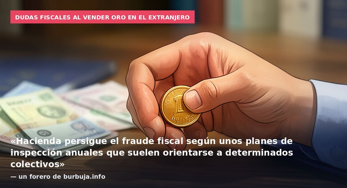 Dudas fiscales al vender oro en el extranjero: «Hacienda persigue el fraude fiscal según unos planes de inspección anuales que suelen orientarse a determinados colectivos» — un forero de burbuja.info