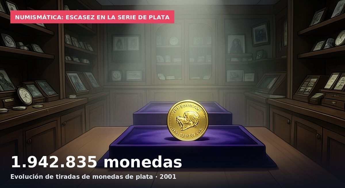 Numismática: escasez en la serie de plata: 1.942.835 monedas Evolución de tiradas de monedas de plata · 2001