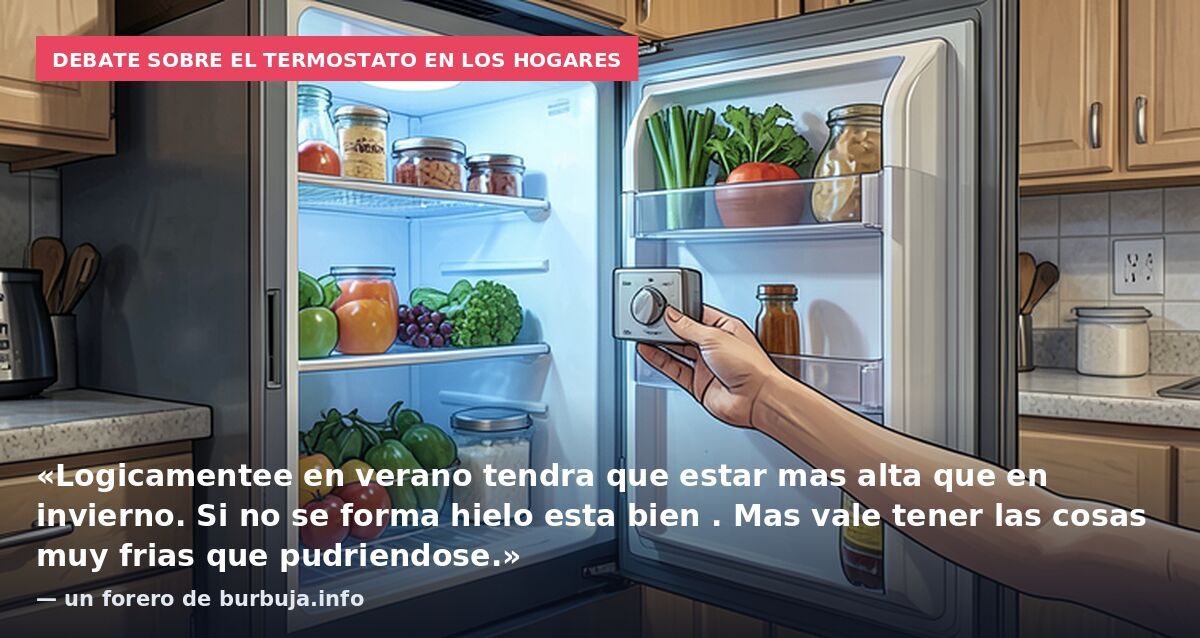 Debate sobre el termostato en los hogares: «Logicamentee en verano tendra que estar mas alta que en invierno. Si no se forma hielo esta bien . Mas vale tener las cosas muy frias que pudriendose.» — un forero de burbuja.info
