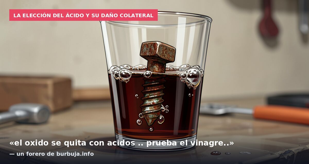 La elección del ácido y su daño colateral: «el oxido se quita con acidos .. prueba el vinagre..» — un forero de burbuja.info