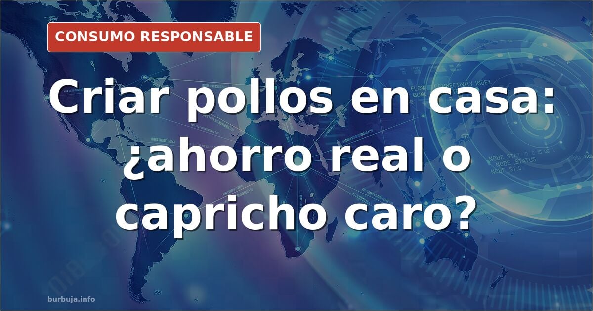 Pollos de corral picoteando en un gallinero doméstico junto a un saco de pienso de maíz y cereal