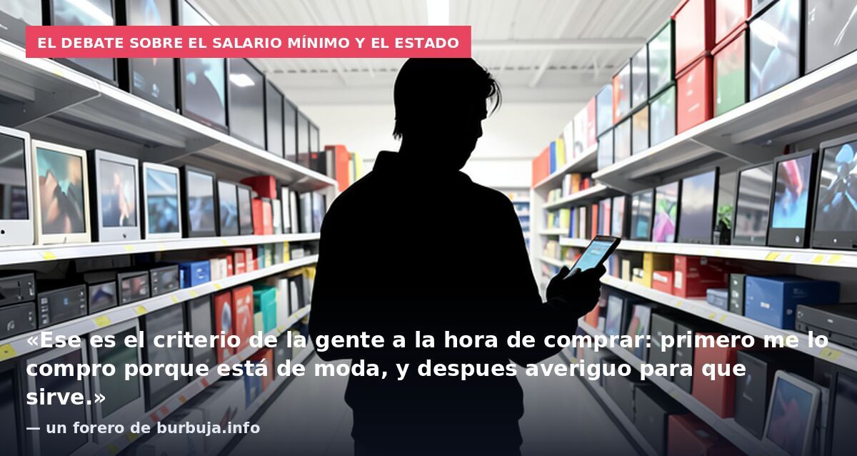 El debate sobre el salario mínimo y el Estado: «Ese es el criterio de la gente a la hora de comprar: primero me lo compro porque está de moda, y despues averiguo para que sirve.» — un forero de burbuja.info