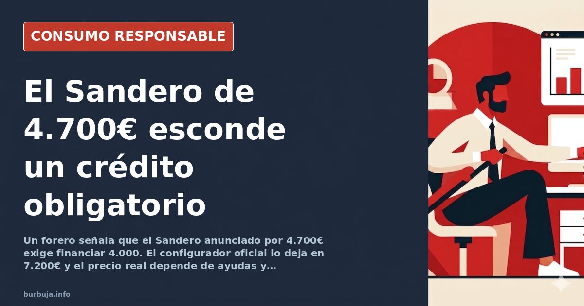 Dacia Sandero básico en un concesionario con el precio de oferta visible en el parabrisas